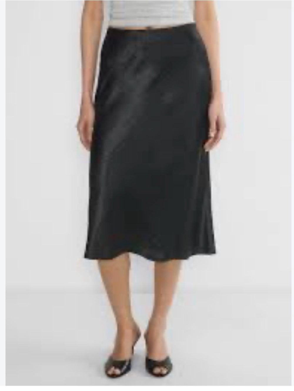 Aritzia Slip Satin Midi Skirt in Black 16
